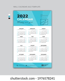Wall calendar 2022 design template vector, Week Starts on Monday. Set of 12 Months, desk calendar 2022 design, simple, planner design, poster calendar, printing, advertisement, vertical page
