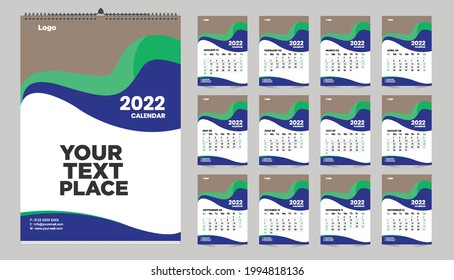 wall calendar 2022 design template with vector