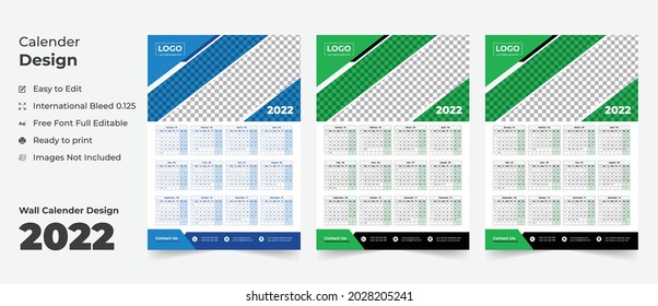 Wall Calendar 2022, Wall calendar design template for 2022, simple, clean, and elegant design for 2022,2022 wall calendar template design, Wall calendar 2022.	
