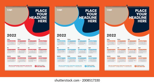 Wall Calendar 2022 Design with vector