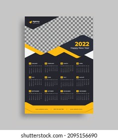 Wall Calendar 2022, simple, clean, modern 12 months calendar one-page calendar