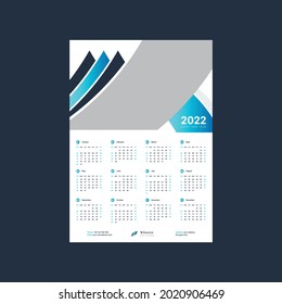 Wall Calendar 2022 Template Or 1 Page Wall Calendar 2022