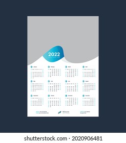 Wall Calendar 2022 Vorlage oder 1 Page Wall Calendar 2022