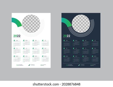 Wall Calendar 2022 Template, 1 Page Wall Calendar 2022