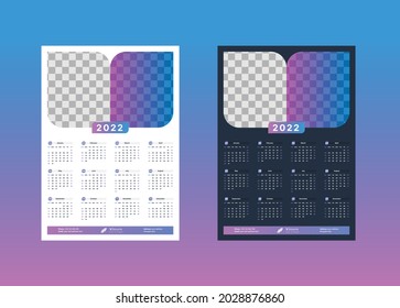 Plantilla del Calendario Parcial 2022, Calendario de pared de 1 página 2022