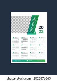 Wall Calendar 2022 Template, 1 Page Wall Calendar 2022
