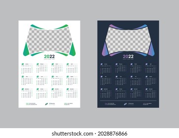 Wall Calendar 2022 Template, 1 Page Wall Calendar 2022
