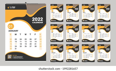 Idea de diseño de plantillas para el calendario de pared 2022, Calendario 2022