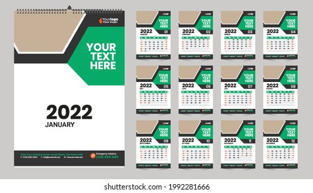 Wall Calendar 2022 Template Design Idea, Calendar 2022