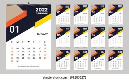 Wall Calendar 2022 Template Design Idea, Calendar 2022