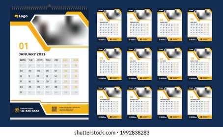 Idea de diseño de plantillas para el calendario de pared 2022, Calendario 2022