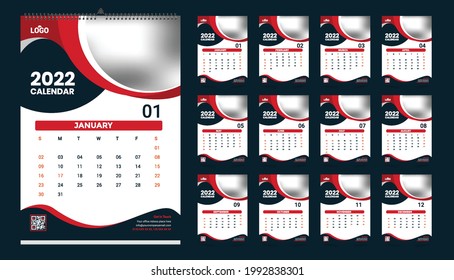 Idea de diseño de plantillas para el calendario de pared 2022, Calendario 2022