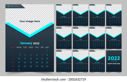 Wall calendar 2022 template Design.