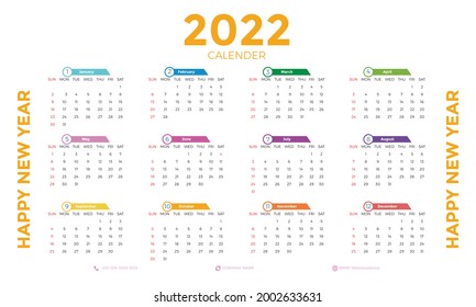 Wandkalender 2022 Vorlage Design.