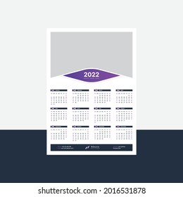 Wall Calendar 2022 Template Design