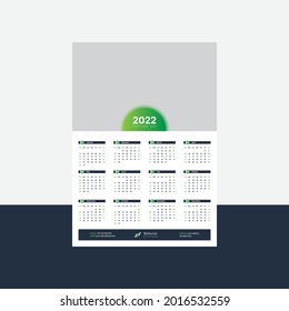 Wall Calendar 2022 Template Design