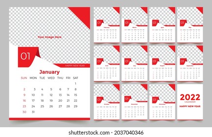 Diseño de plantilla de calendario de pared 2022.	

