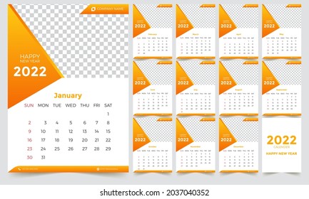 Diseño de plantilla de calendario de pared 2022.	
