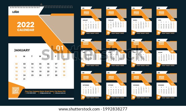 Wall Calendar 2022 Template Design Idea Stock Vector Royalty Free 1992838277 Shutterstock 5452