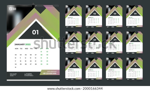 Wall Calendar 2022 Template Design Vector Stock Vector Royalty Free 2000166344 5926