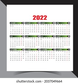 Plantilla de calendario de pared 2022 para la organización