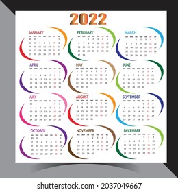 Plantilla de calendario de pared 2022 para la organización