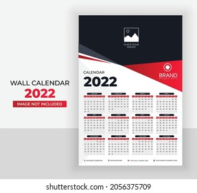 Wall calendar 2022 template vector design Premium Vector