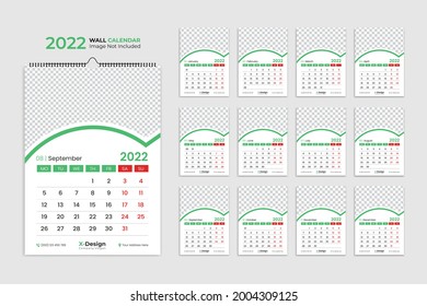 Wall calendar 2022. Yearly planner with all months. School and company schedule.