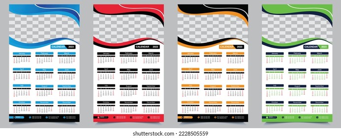 Wall calendar 2023, 1 page wall calendar design template, Wall calendar in a minimalist style, 2023 calendar vector design template.