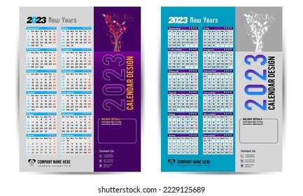 Wall Calendar 2023 Creative design, Simple monthly vertical date Layout for 2023 year in English. 12 months Calendar templates, Modern new year calendar design. Corporate or business calendar.