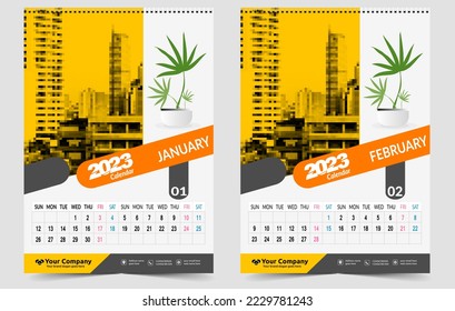 Wall Calendar 2023 Creative design, Simple monthly vertical date Layout for 2023 year in English. 12 months Calendar templates, Modern new year calendar design. Corporate or business calendar.