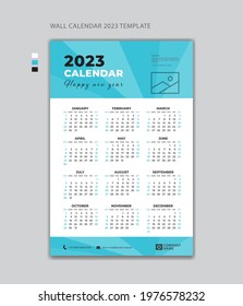 Wall calendar 2023 design template vector, Week Starts on Monday. Set of 12 Months, desk calendar 2023 design, simple, planner design, poster calendar, printing, advertisement, vertical page