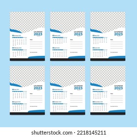 Plantilla de diseño de calendario de pared 2023, plantilla vectorial de calendario 2023