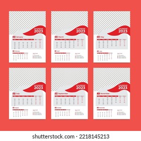 Plantilla de diseño de calendario de pared 2023, plantilla vectorial de calendario 2023