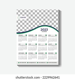 Wall Calendar 2023 Design template, 12 Month wall calendar 2023, Modern wall calendar design for new year 2023, Abstract wall calendar 2023 template design