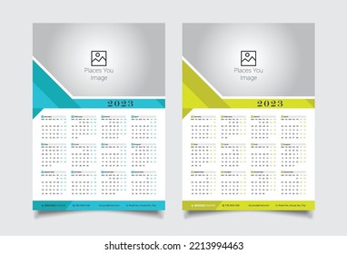 Wall calendar 2023, one page wall calendar design