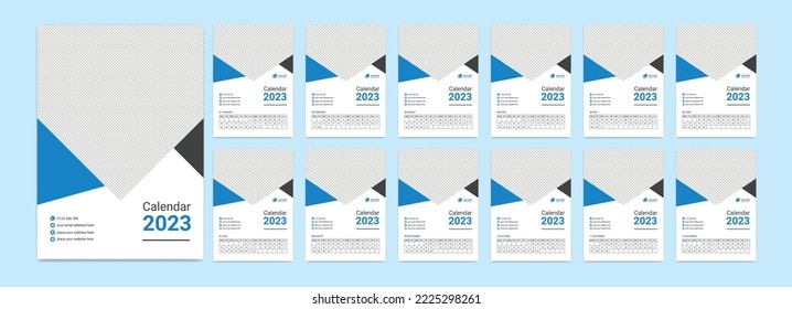Wall calendar 2023 template, 13 pages calendar 2023