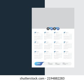 Wall Calendar 2023 Template Design
