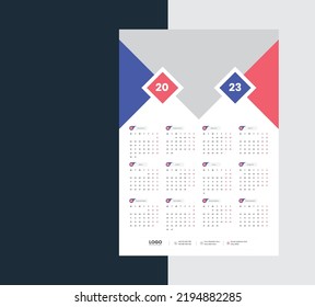 Wall Calendar 2023 Template Design