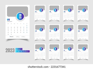 Wall Calendar 2023 Template Design, Calendar Design 2023