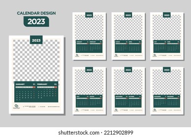 Wall Calendar 2023 template Green Design