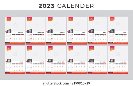 Wall Calendar 2023 Yearly Planner template editable