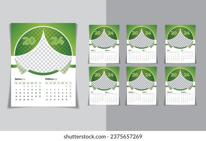 Wall calendar 2024 6 page template design for marketing agency, corporate, business. abstract and minimal calendar template