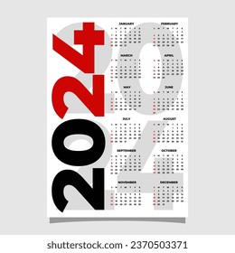 Wall Calendar 2024 design template