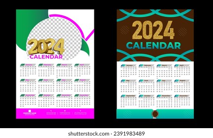 Wall Calendar 2024, Wall calendar design template for 2024, minimalist, clean, and elegant design Calendar for 2024,2024wall calendar template design.