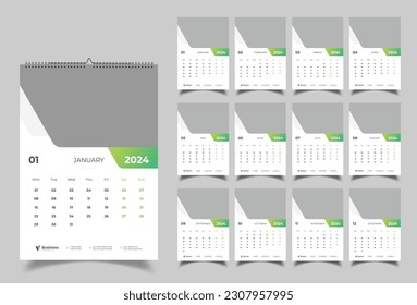 Wall Calendar 2024 Template Design, Year Planner 2024