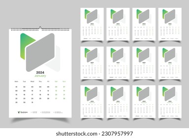 Wall Calendar 2024 Template Design, Year Planner 2024