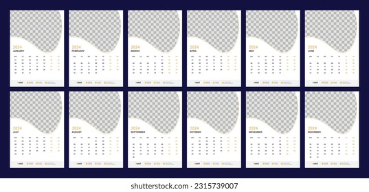wall calendar 2024 template design