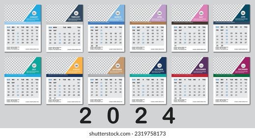 Wall Calendar 2024 Template Design