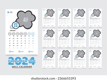 Wall Calendar 2024 Template Design, Year 2024